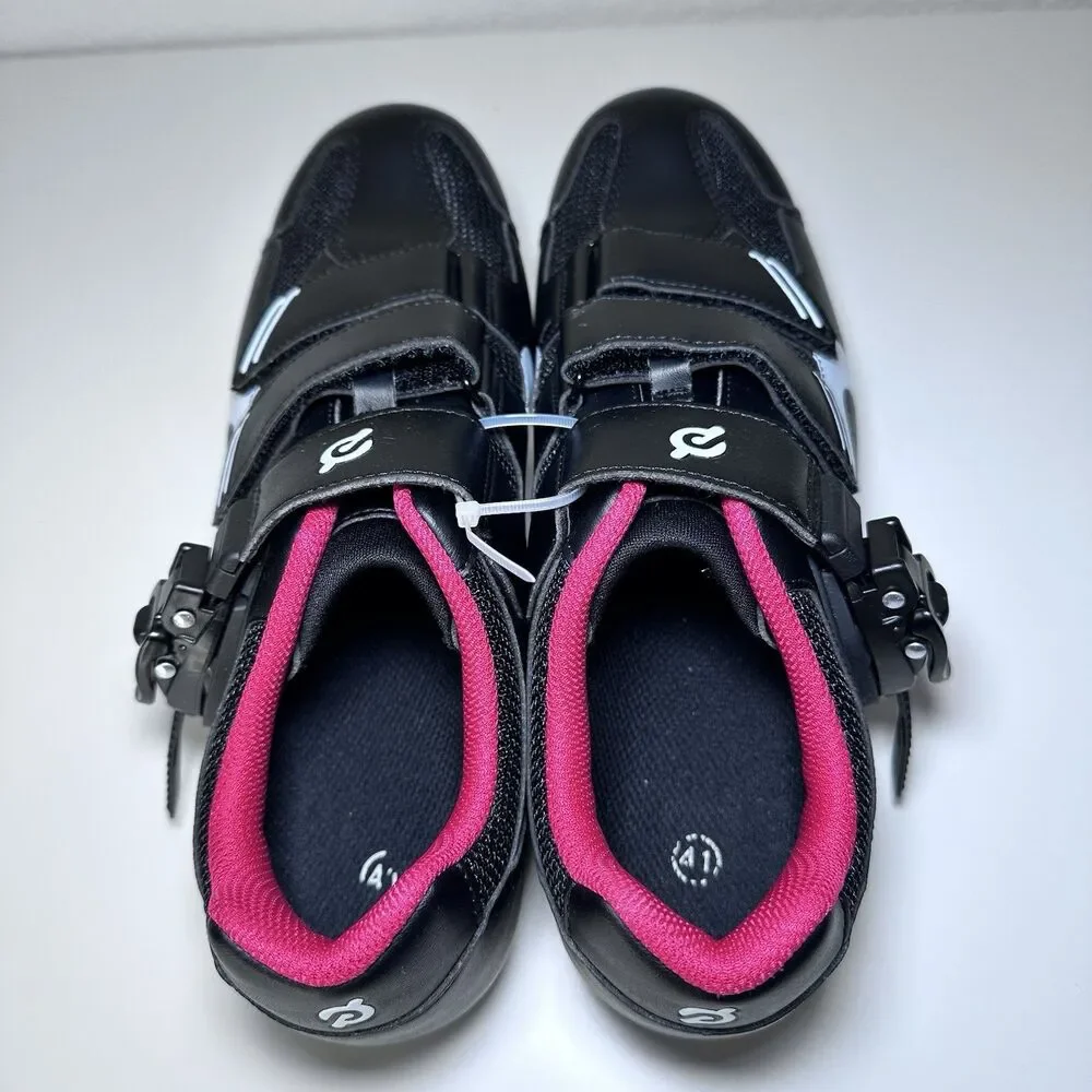 Peloton Cycling Shoes Unisex Size 41 Black Red Cleats Included Indoor Spin Bike